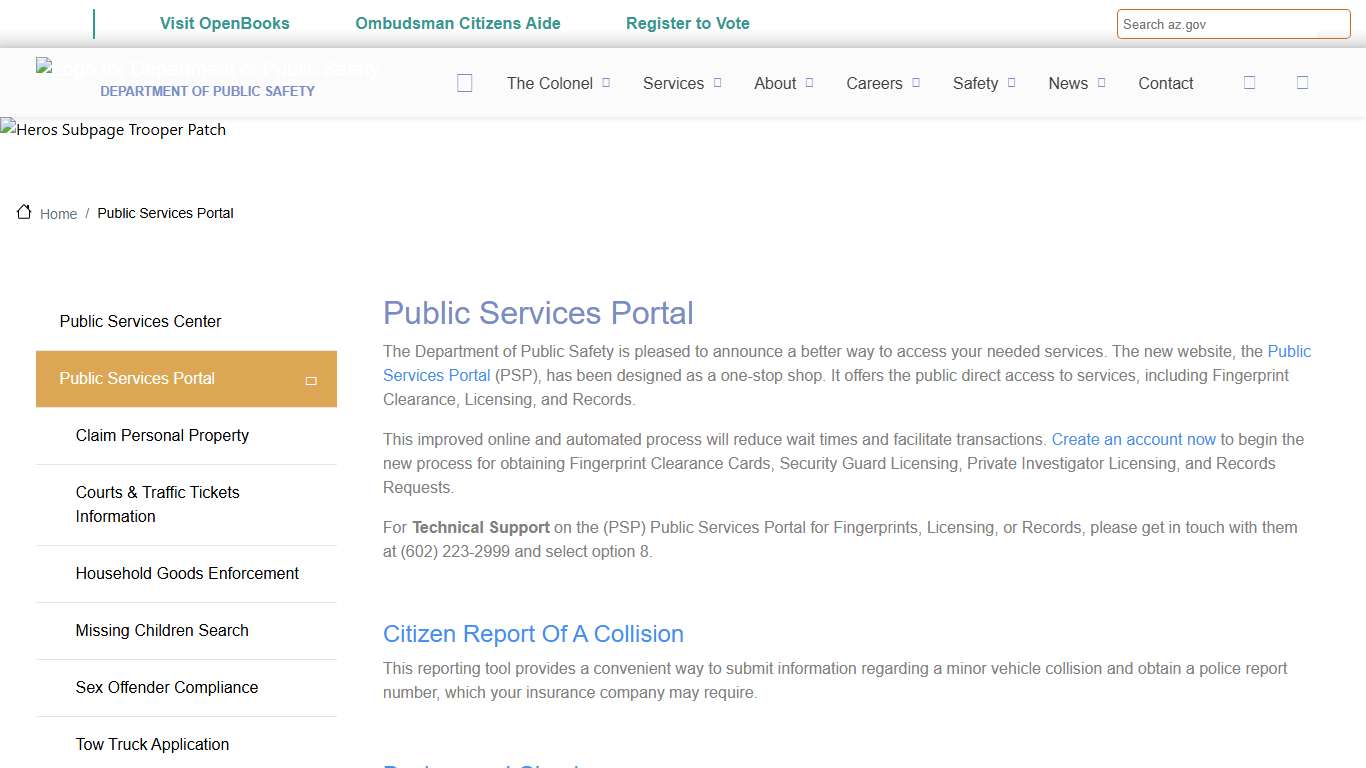 Public Services Portal | Department of Public Safety
