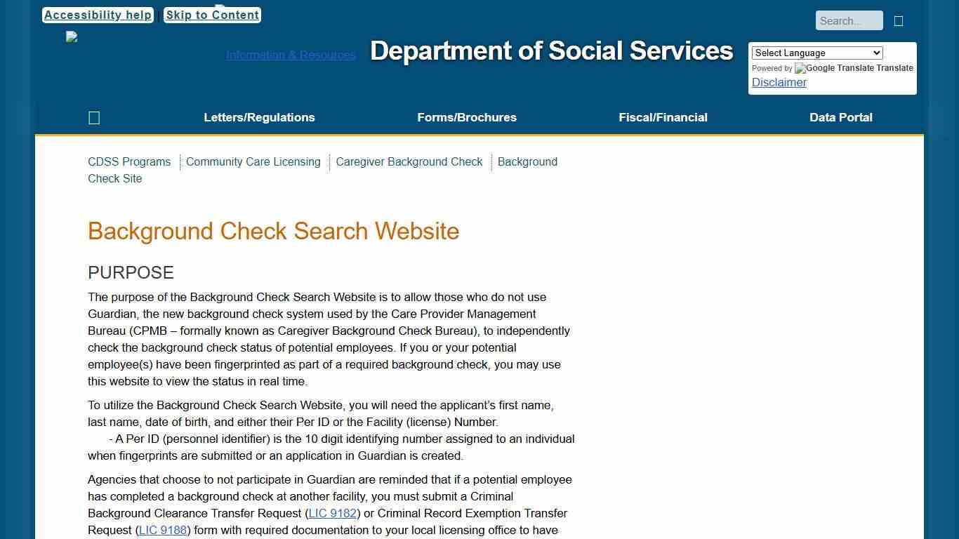 Background Check Site